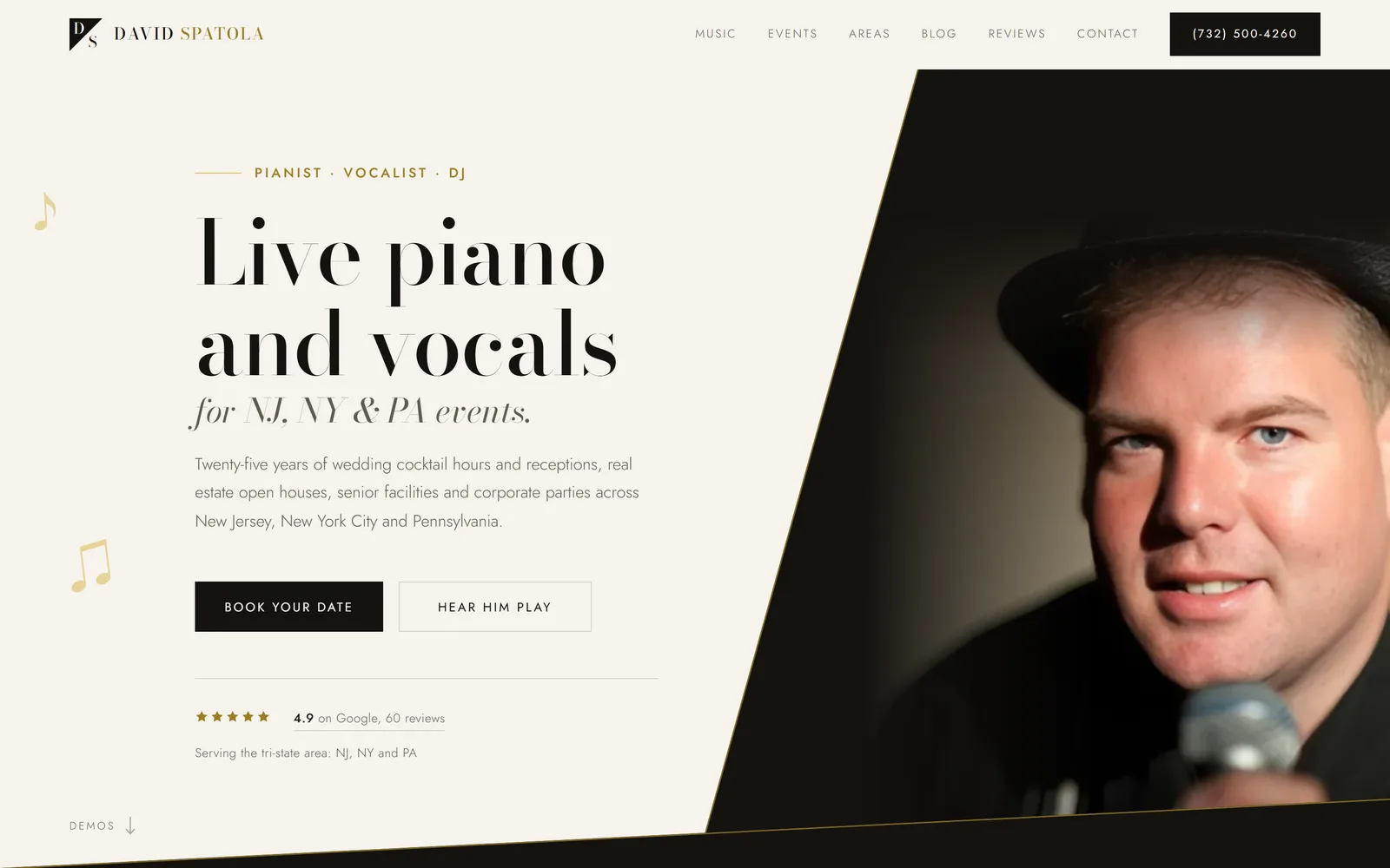 David Spatola Entertainment website homepage — designed by STC Marketing