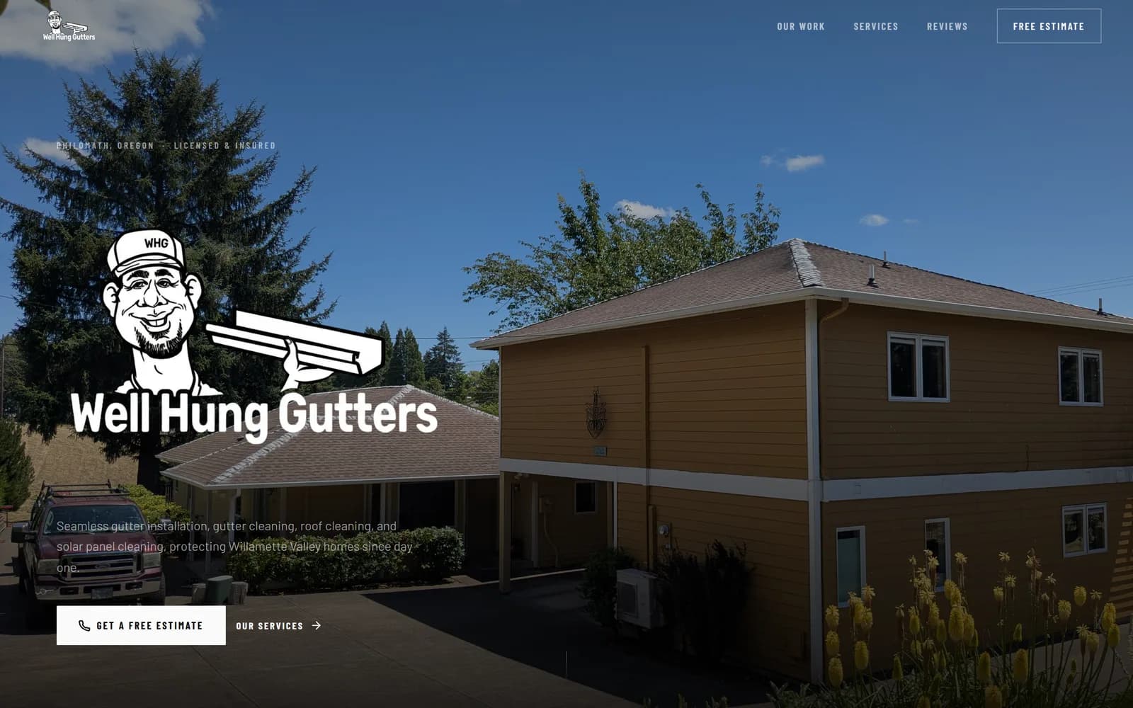 Well Hung Gutters website homepage — designed by STC Marketing