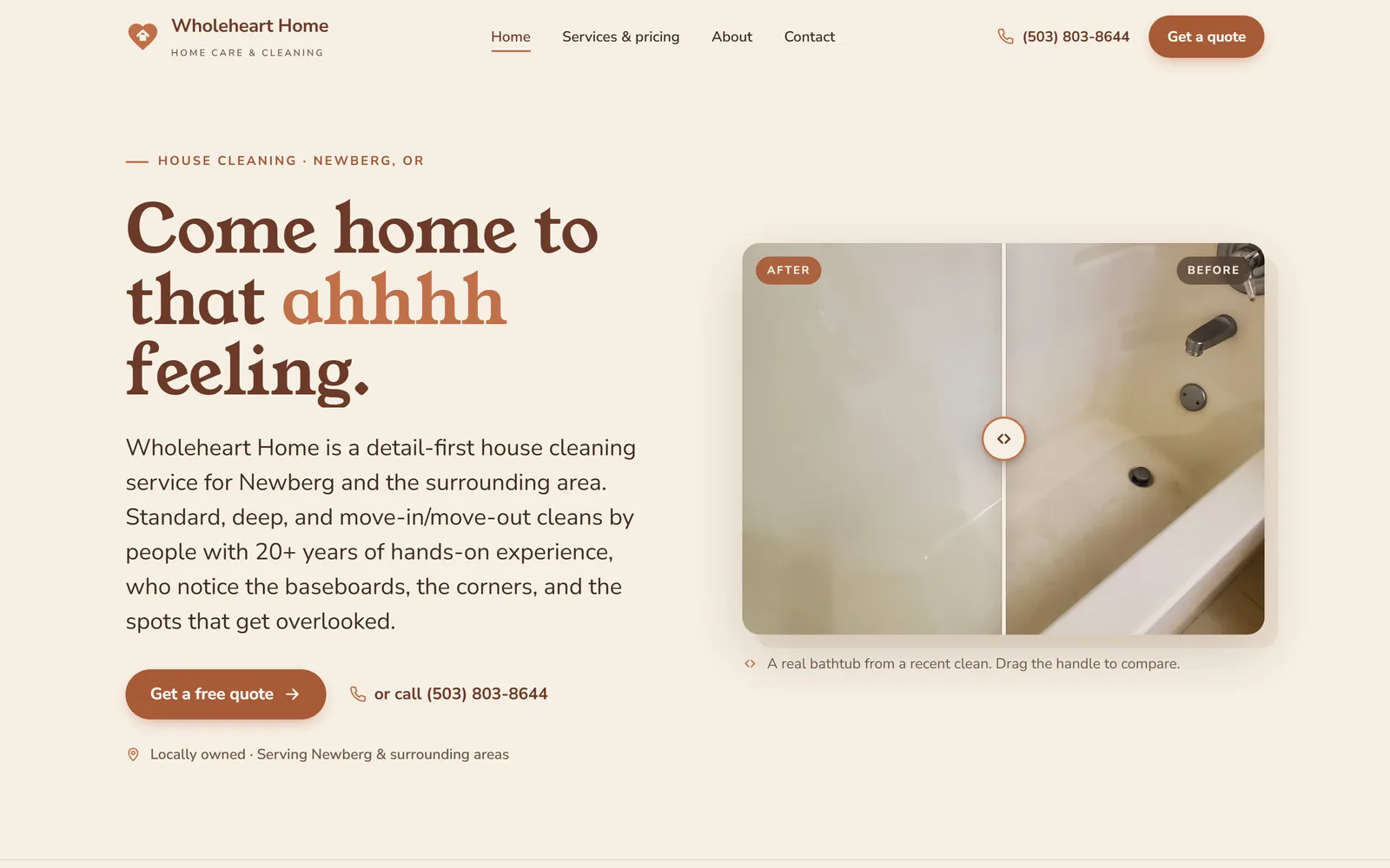 Wholeheart Home website homepage — designed by STC Marketing